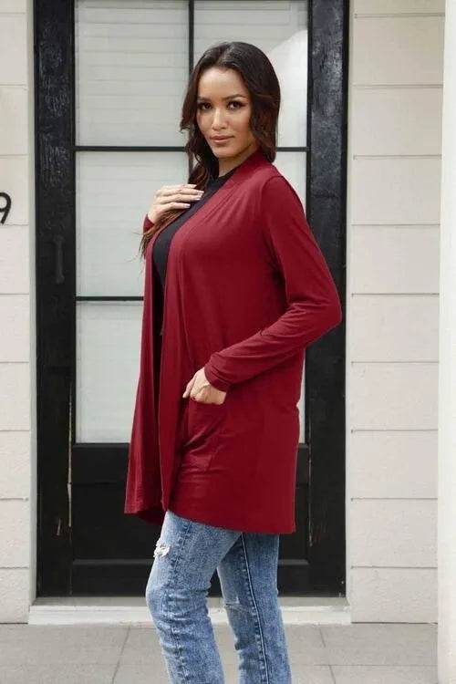 Full Size Open Front Cardigan with Pockets – Cozy Everyday Layer | Bona Fide Fashion - Bona Fide Fashion