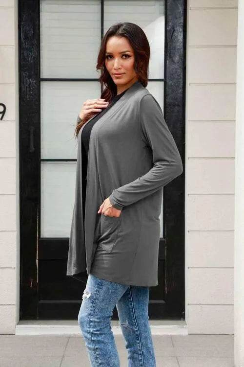 Full Size Open Front Cardigan with Pockets – Cozy Everyday Layer | Bona Fide Fashion - Bona Fide Fashion