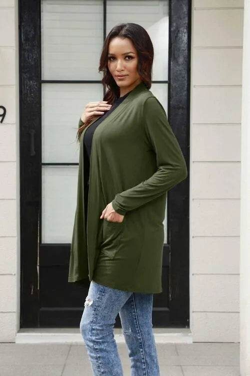 Full Size Open Front Cardigan with Pockets – Cozy Everyday Layer | Bona Fide Fashion - Bona Fide Fashion