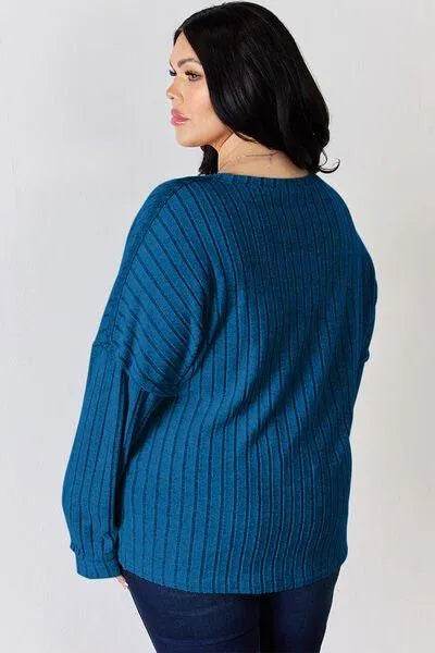Basic Bae Full Size Ribbed Half Button Long Sleeve T-Shirt | Bona Fide Fashion - Bona Fide Fashion