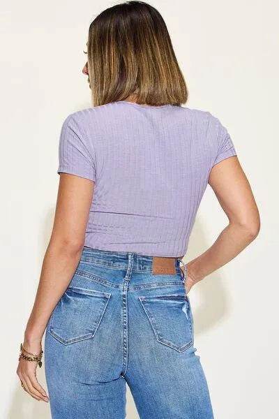 Full Size Ribbed Round Neck T-Shirt – Comfy Short Sleeve Essential | Bona Fide Fashion - Bona Fide Fashion