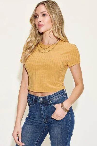 Full Size Ribbed Round Neck T-Shirt – Comfy Short Sleeve Essential | Bona Fide Fashion - Bona Fide Fashion