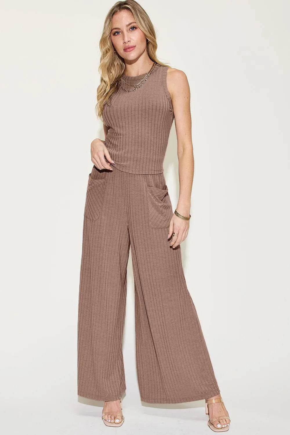 Full Size Ribbed Tank & Wide-Leg Pants Set – Effortless Lounge Look | Bona Fide Fashion - Bona Fide Fashion
