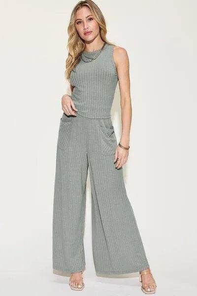 Full Size Ribbed Tank & Wide-Leg Pants Set – Effortless Lounge Look | Bona Fide Fashion - Bona Fide Fashion