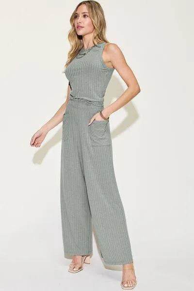 Full Size Ribbed Tank & Wide-Leg Pants Set – Effortless Lounge Look | Bona Fide Fashion - Bona Fide Fashion