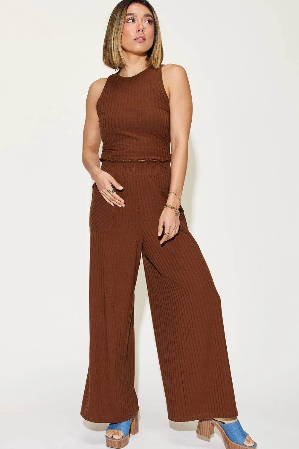 Full Size Ribbed Tank & Wide-Leg Pants Set – Effortless Lounge Look | Bona Fide Fashion - Bona Fide Fashion