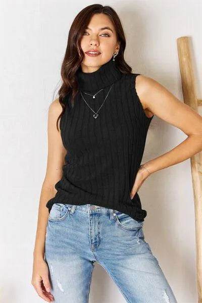 Full Size Ribbed Turtleneck Tank – Chic & Versatile Layer | Bona Fide Fashion - Bona Fide Fashion