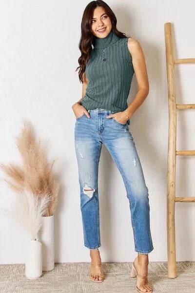 Full Size Ribbed Turtleneck Tank – Chic & Versatile Layer | Bona Fide Fashion - Bona Fide Fashion