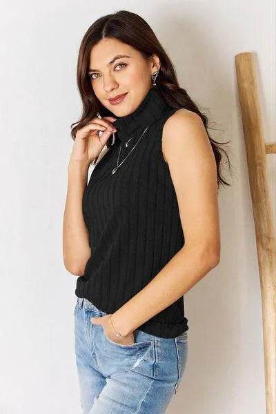 Full Size Ribbed Turtleneck Tank – Chic & Versatile Layer | Bona Fide Fashion - Bona Fide Fashion