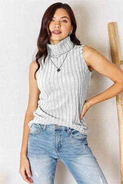 Full Size Ribbed Turtleneck Tank – Chic & Versatile Layer | Bona Fide Fashion - Bona Fide Fashion