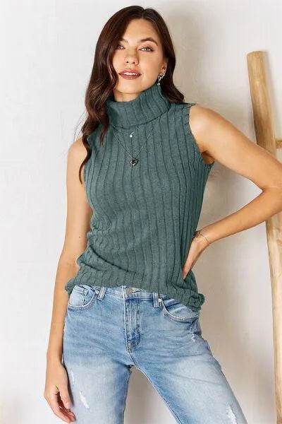 Full Size Ribbed Turtleneck Tank – Chic & Versatile Layer | Bona Fide Fashion - Bona Fide Fashion