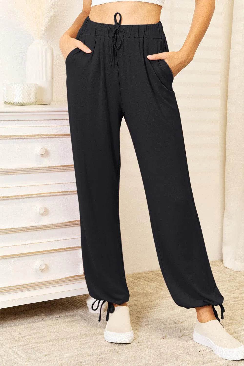 Full Size Soft Rayon Drawstring Pants with Pockets – Relaxed Everyday Fit | Bona Fide Fashion - Bona Fide Fashion