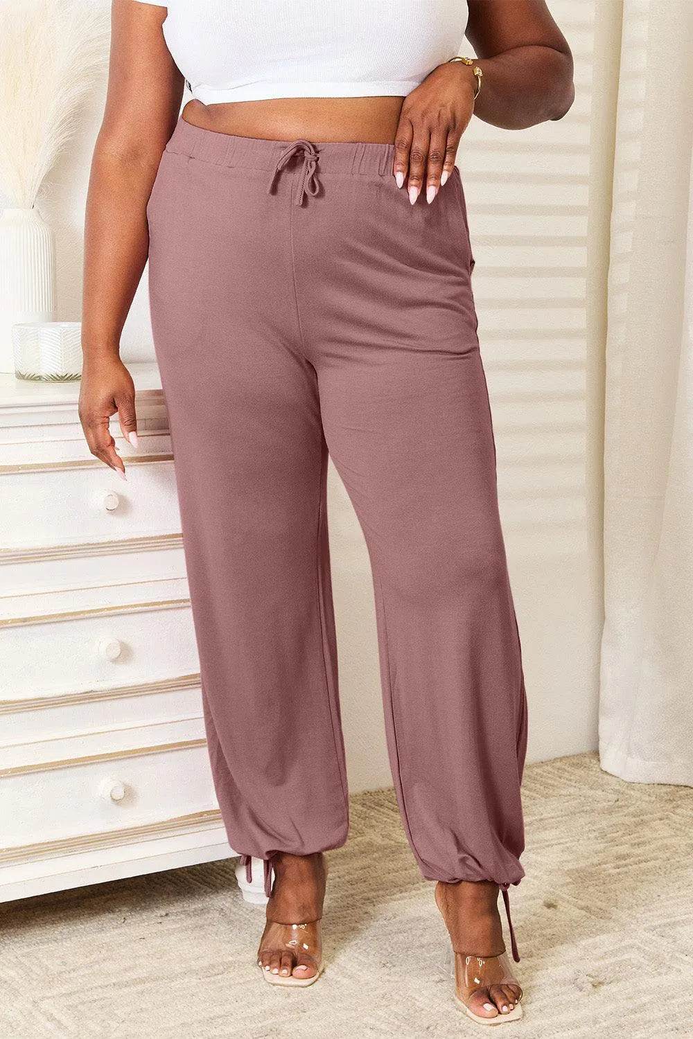 Full Size Soft Rayon Drawstring Pants with Pockets – Relaxed Everyday Fit | Bona Fide Fashion - Bona Fide Fashion