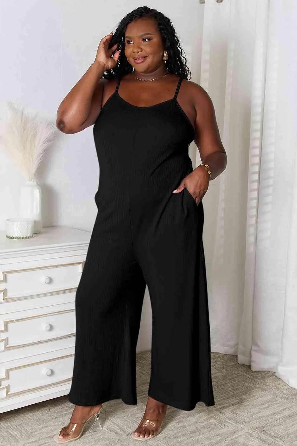 Full Size Spaghetti Strap V-Neck Jumpsuit – Effortless One-Piece Style | Bona Fide Fashion - Bona Fide Fashion