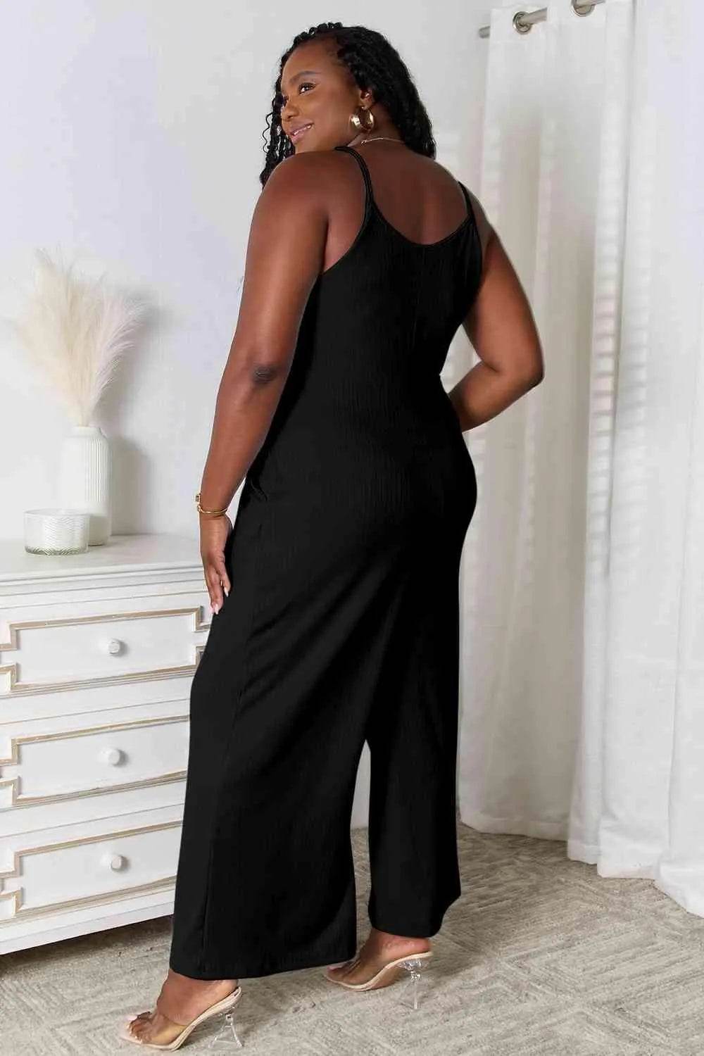 Full Size Spaghetti Strap V-Neck Jumpsuit – Effortless One-Piece Style | Bona Fide Fashion - Bona Fide Fashion