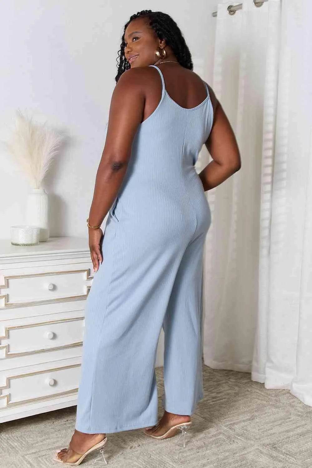Full Size Spaghetti Strap V-Neck Jumpsuit – Effortless One-Piece Style | Bona Fide Fashion - Bona Fide Fashion