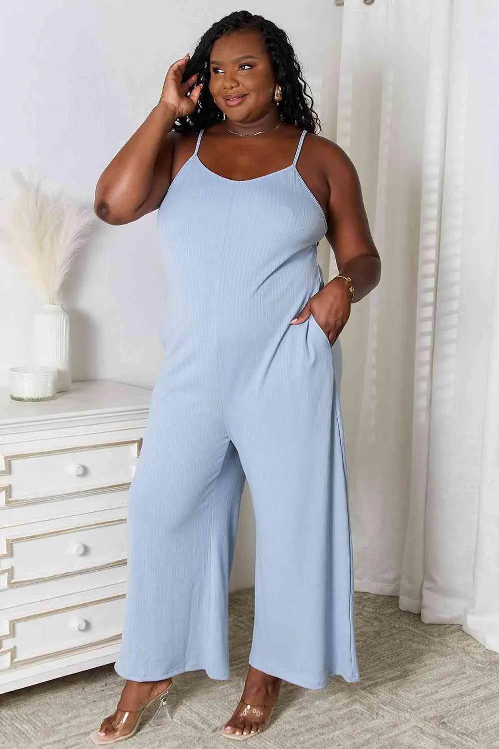 Full Size Spaghetti Strap V-Neck Jumpsuit – Effortless One-Piece Style | Bona Fide Fashion - Bona Fide Fashion
