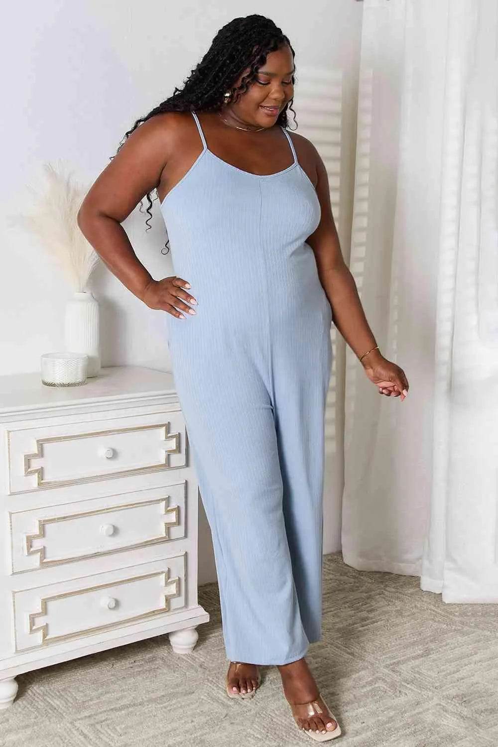 Full Size Spaghetti Strap V-Neck Jumpsuit – Effortless One-Piece Style | Bona Fide Fashion - Bona Fide Fashion