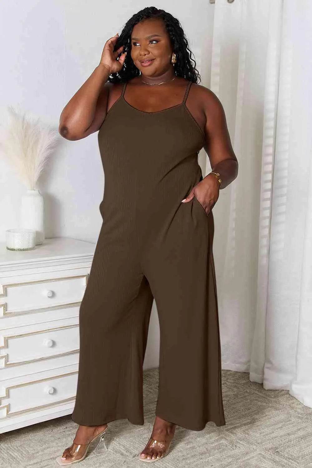 Full Size Spaghetti Strap V-Neck Jumpsuit – Effortless One-Piece Style | Bona Fide Fashion - Bona Fide Fashion