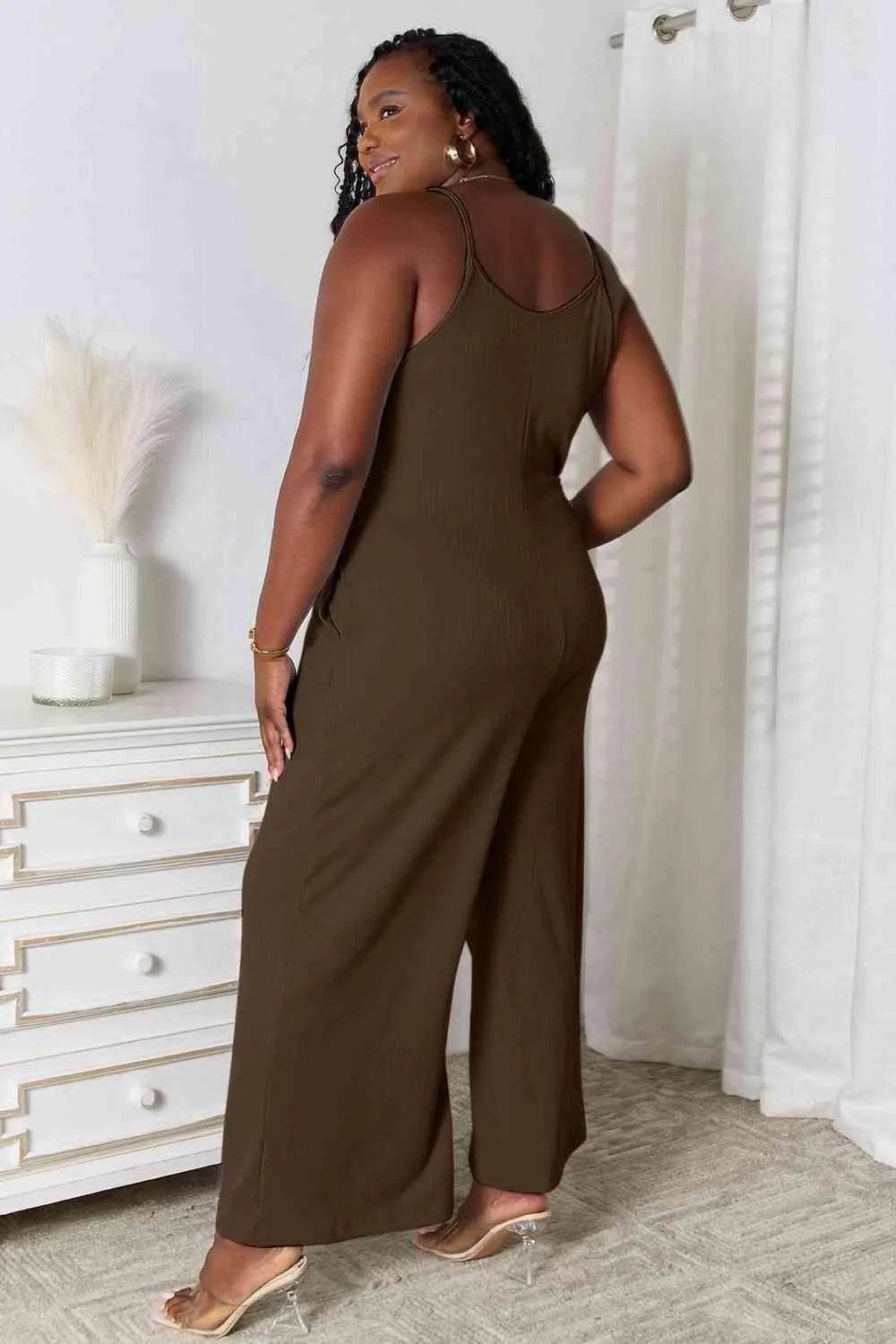 Full Size Spaghetti Strap V-Neck Jumpsuit – Effortless One-Piece Style | Bona Fide Fashion - Bona Fide Fashion