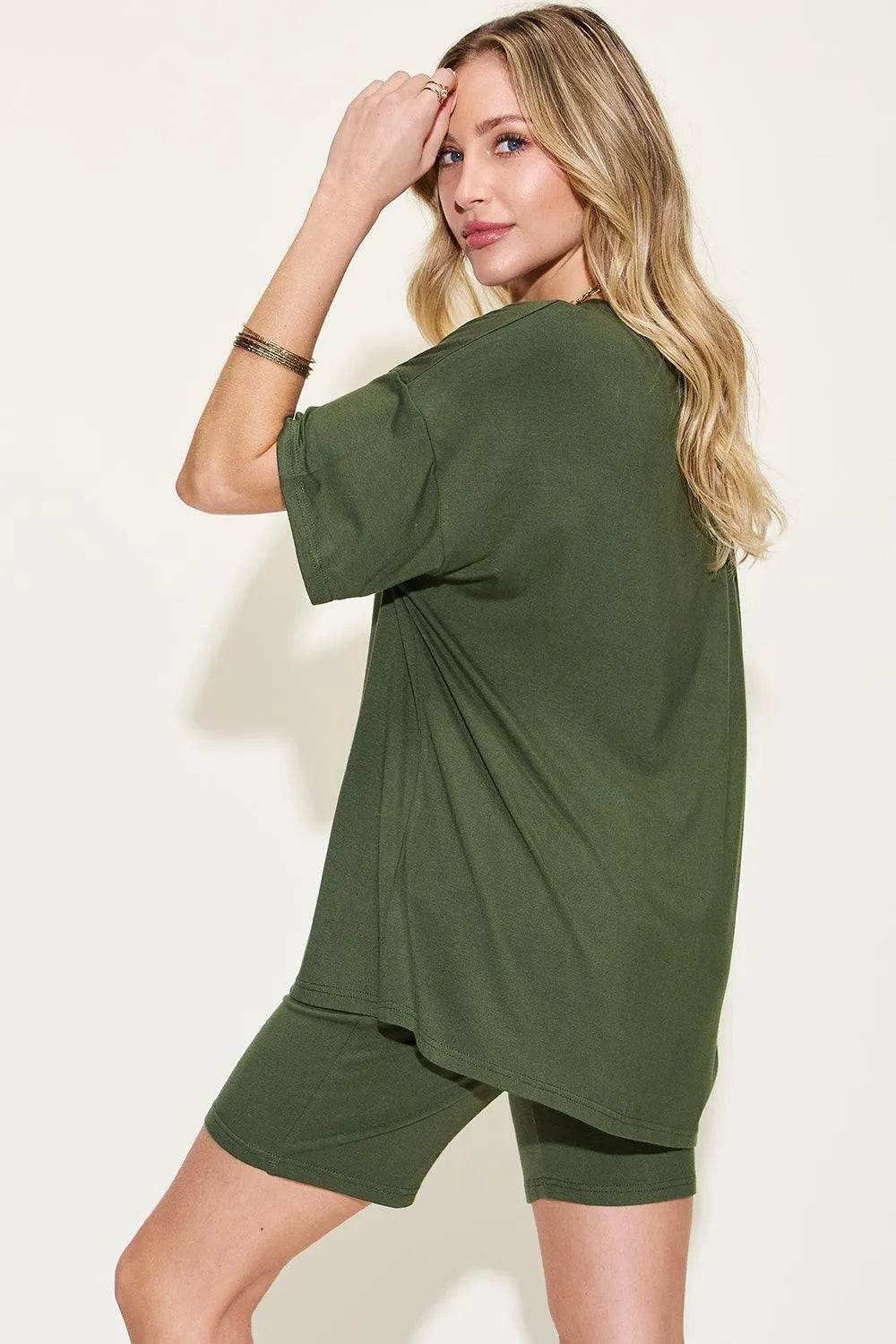 Full Size V-Neck Drop Shoulder T-Shirt & Shorts Set – Laid-Back Lounge Look | Bona Fide Fashion - Bona Fide Fashion