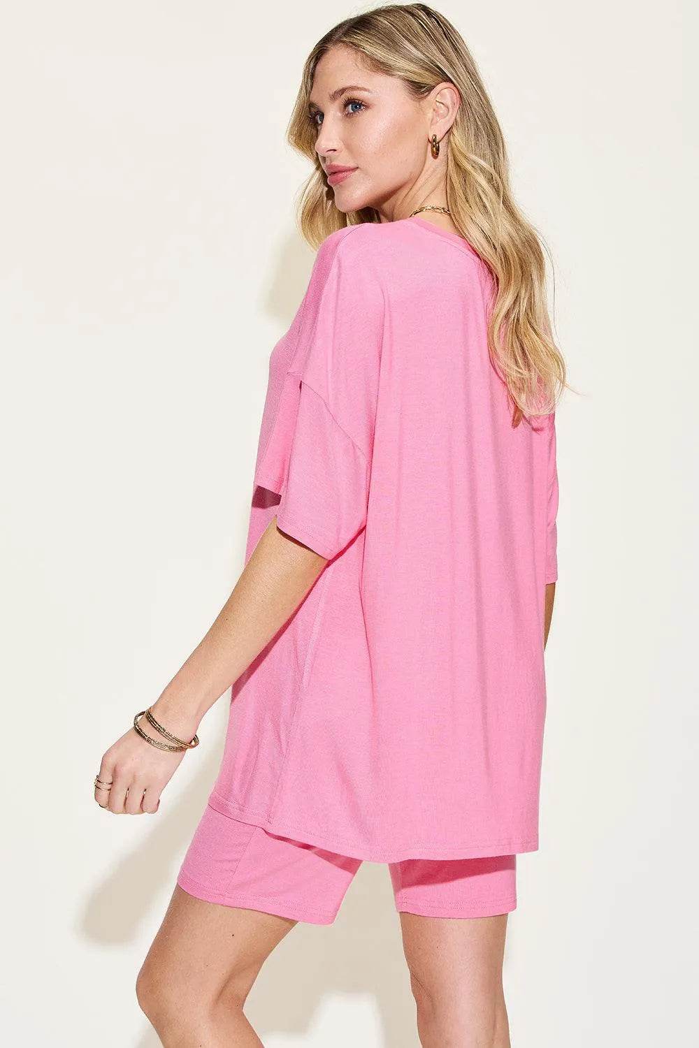 Full Size V-Neck Drop Shoulder T-Shirt & Shorts Set – Laid-Back Lounge Look | Bona Fide Fashion - Bona Fide Fashion