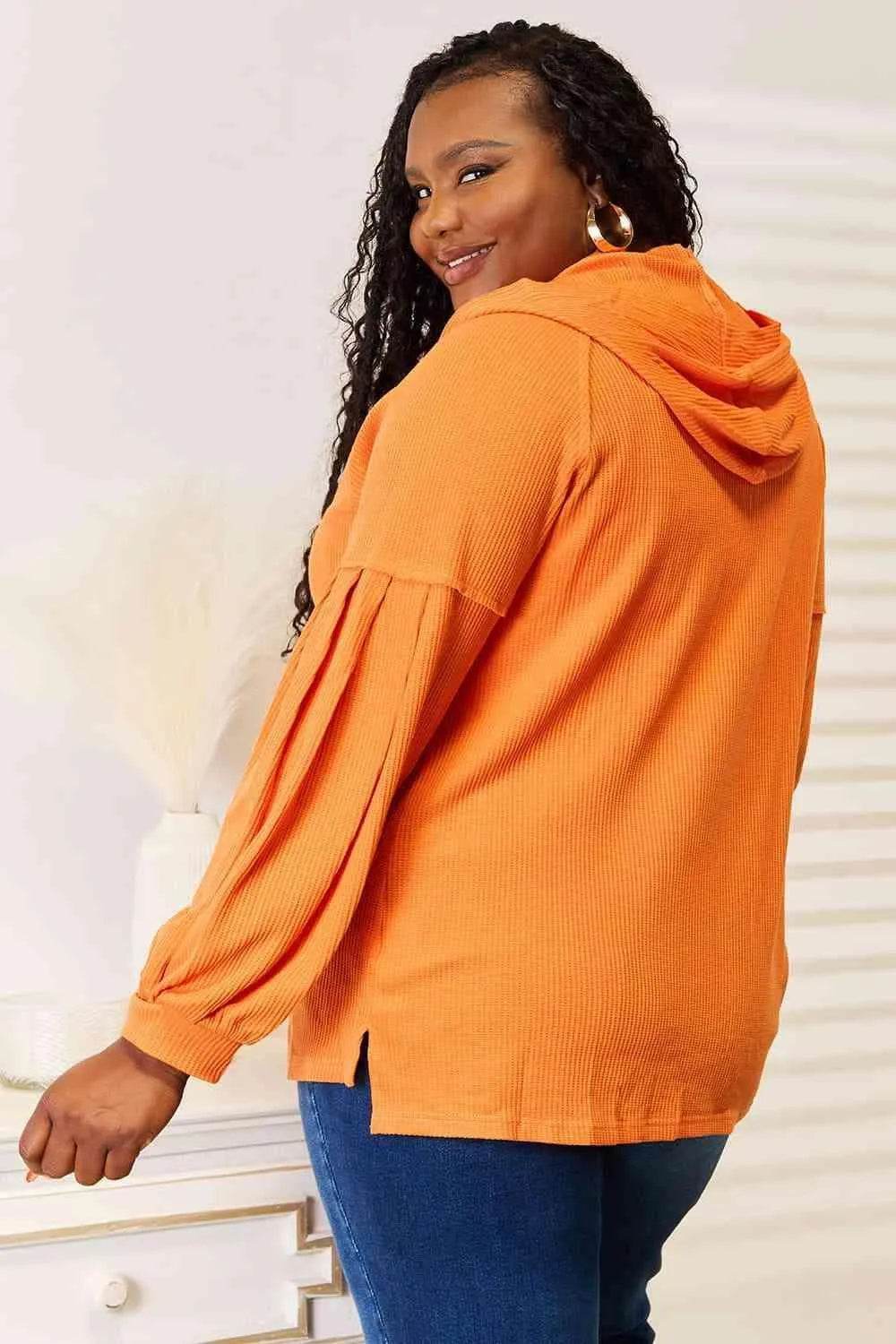 Side Slit Buttoned Waffle Knit Hoodie – Warmth with Style | Bona Fide Fashion - Bona Fide Fashion