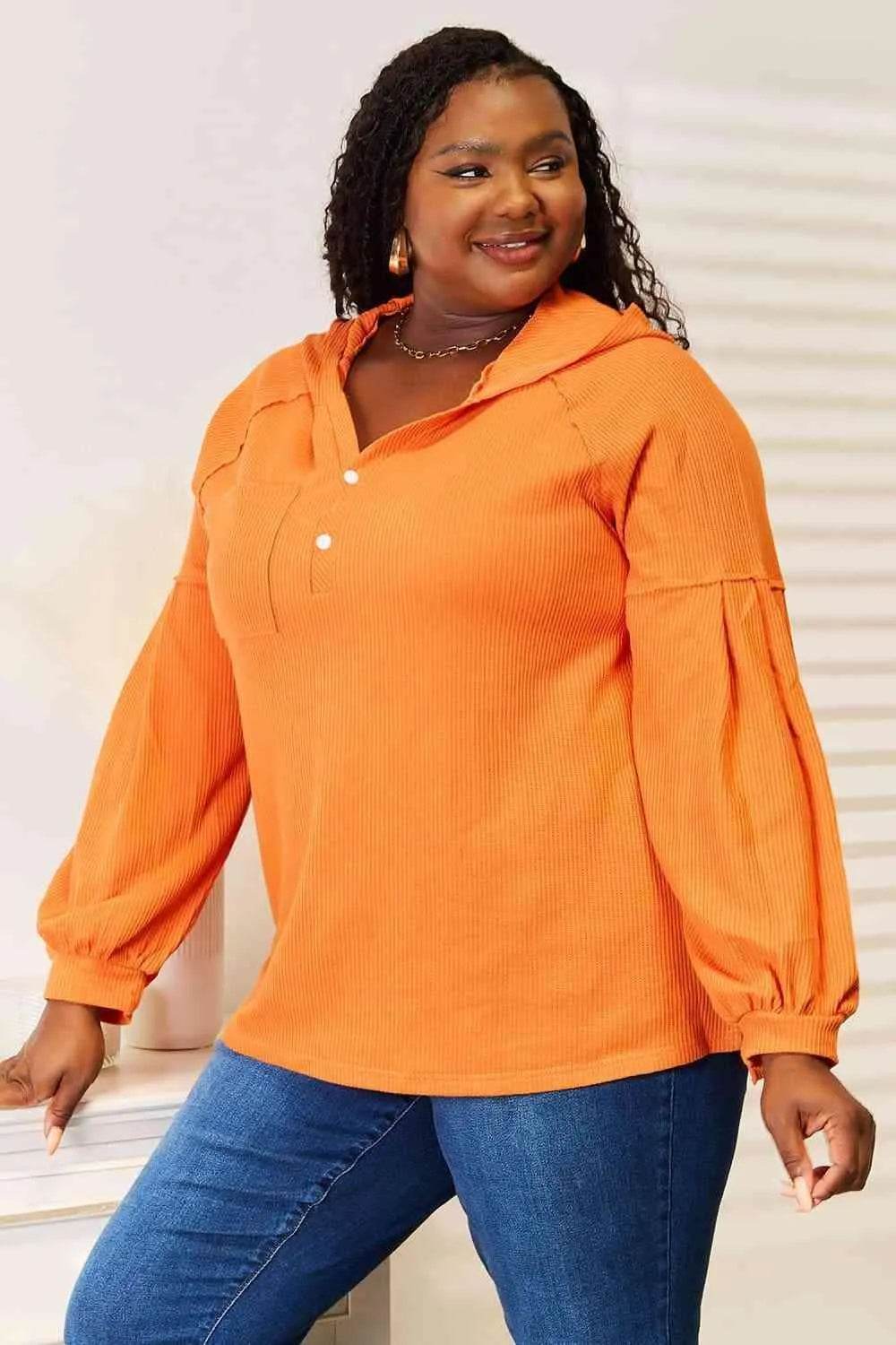 Side Slit Buttoned Waffle Knit Hoodie – Warmth with Style | Bona Fide Fashion - Bona Fide Fashion