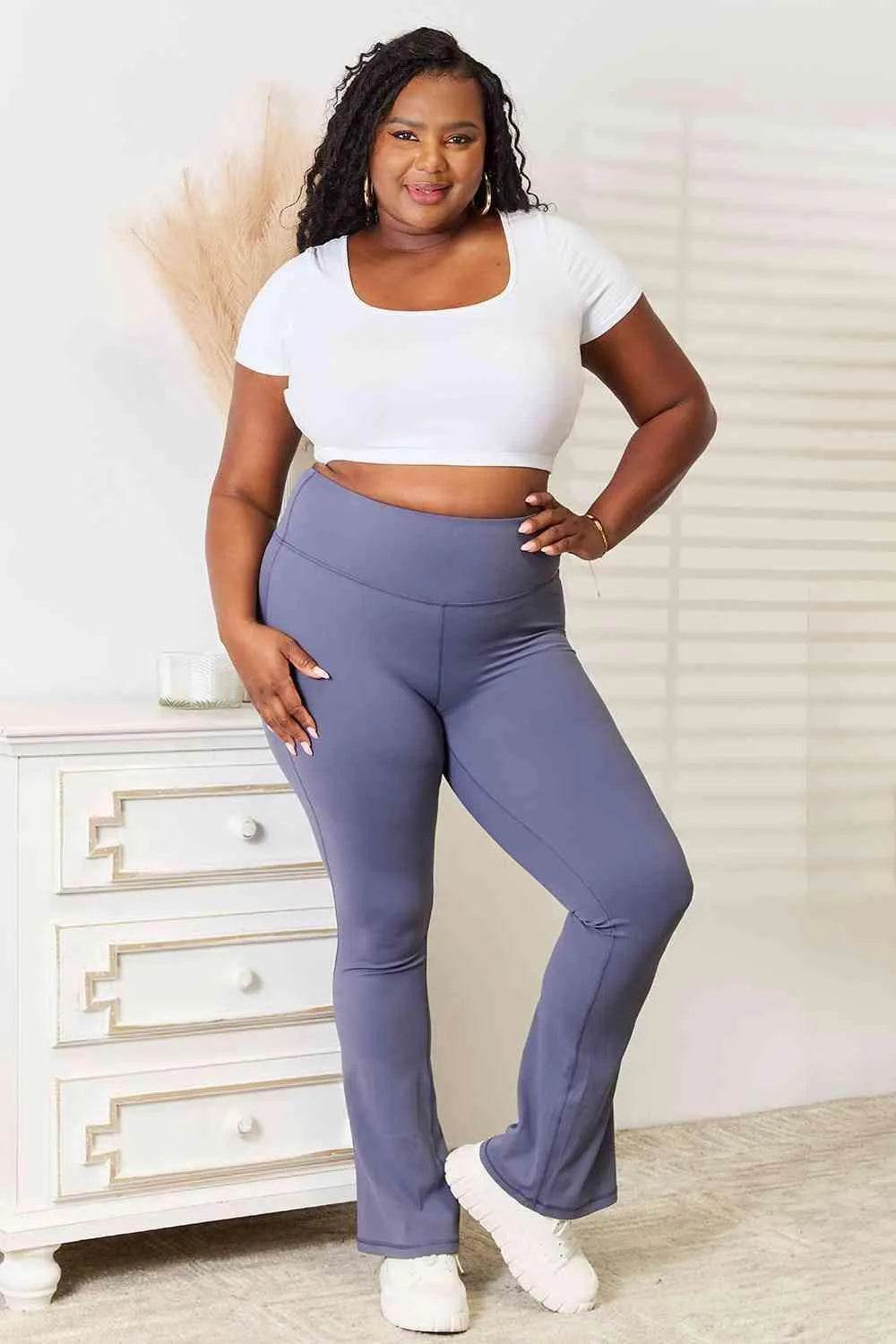 Wide Waistband Bootcut Sports Pants – Supportive & Stylish Fit | Bona Fide Fashion - Bona Fide Fashion