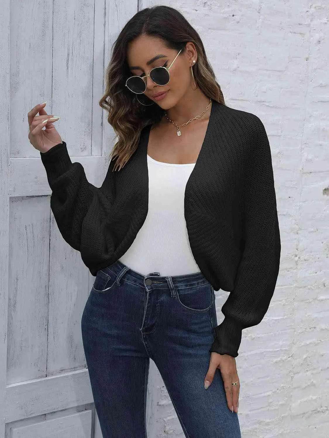 Bat Sleeve Open Front Short Cardigan – Effortless Layering Piece | Bona Fide Fashion - Bona Fide Fashion