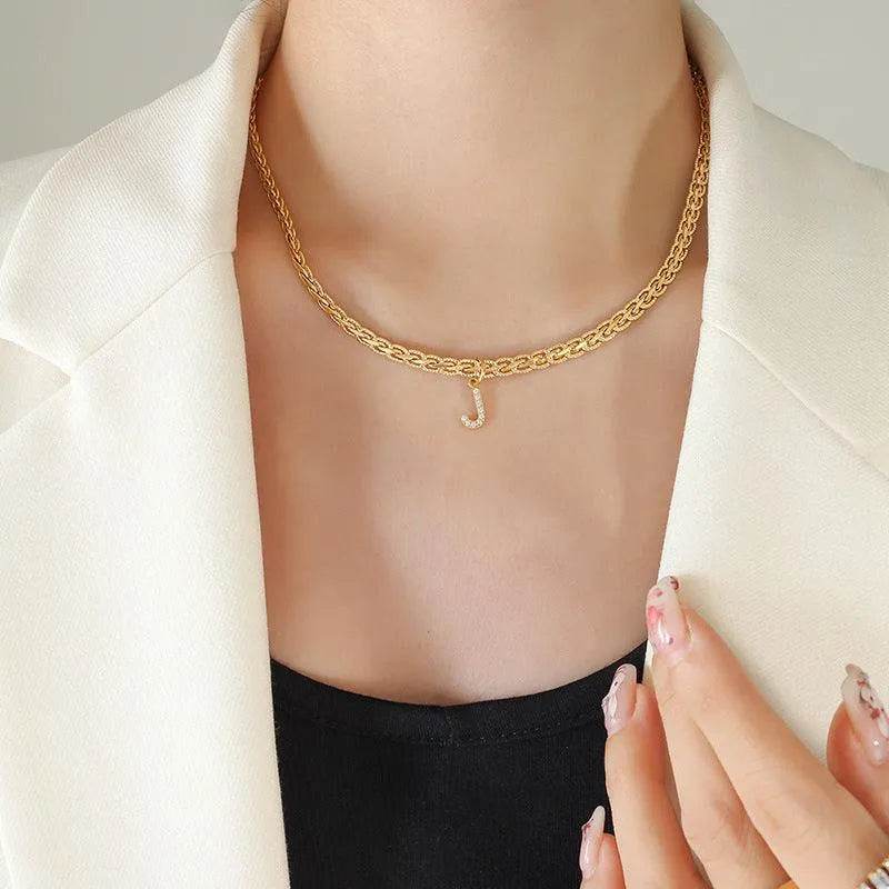 Brass Zircon Letter Pendant Necklace – Dainty & Customizable Shine | Bona Fide Fashion - Bona Fide Fashion