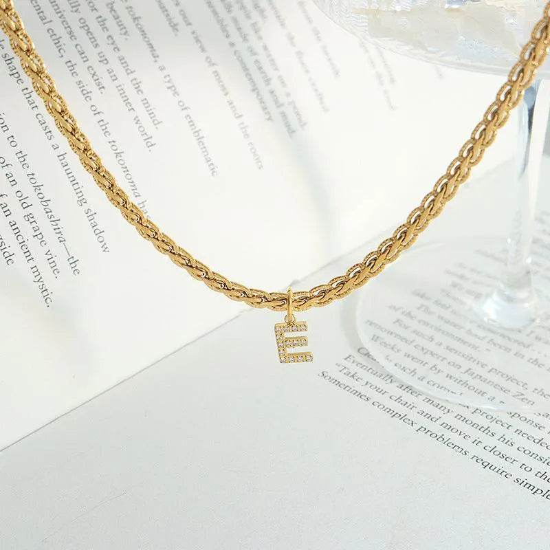Zircon Letter Pendant Necklace – Brass Inlaid Personalized Sparkle | Bona Fide Fashion - Bona Fide Fashion