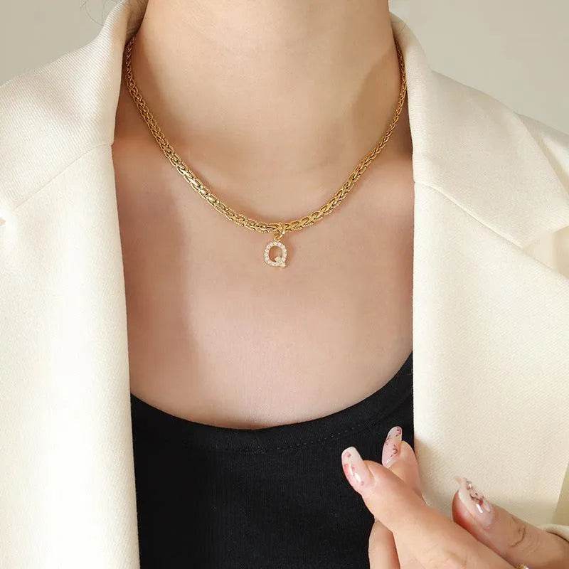 Brass Zircon Letter Pendant Necklace – Dainty & Customizable Shine | Bona Fide Fashion - Bona Fide Fashion