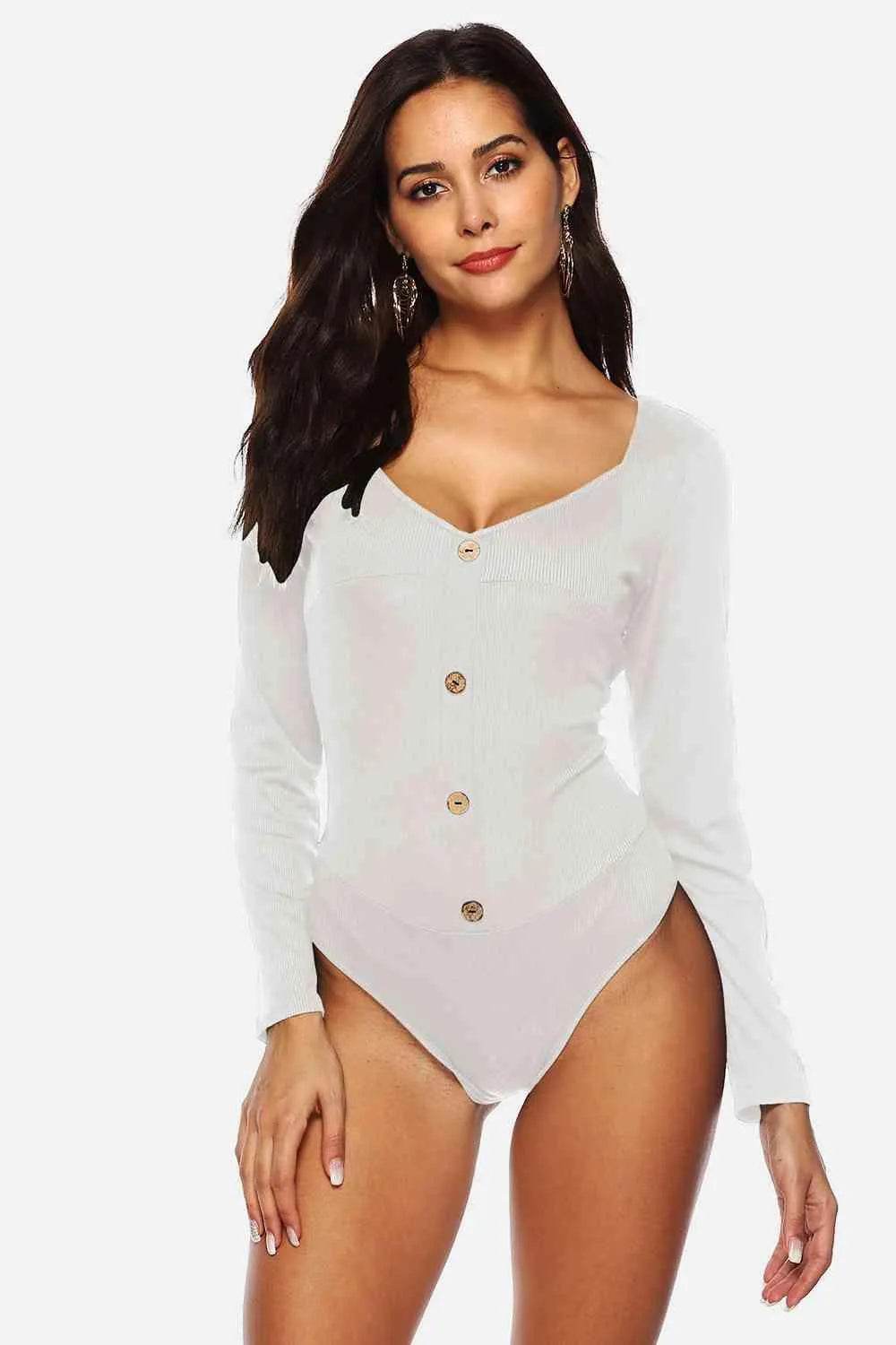 Button Detail Bodysuit – Chic, Fitted & Versatile Style | Bona Fide Fashion - Bona Fide Fashion