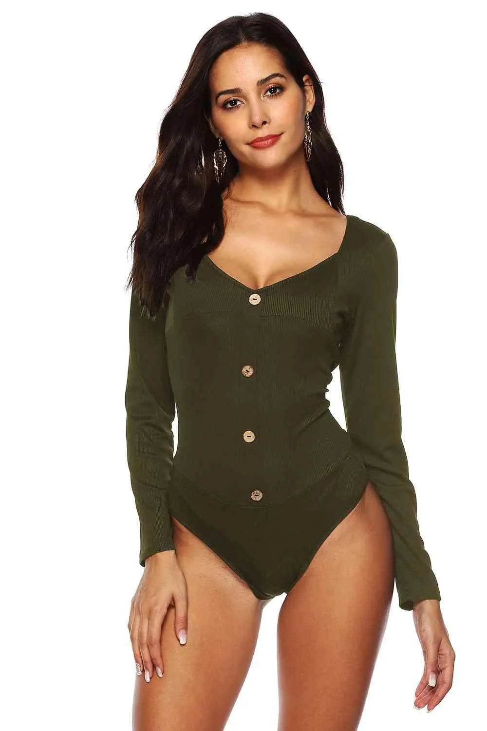 Button Detail Bodysuit – Chic, Fitted & Versatile Style | Bona Fide Fashion - Bona Fide Fashion