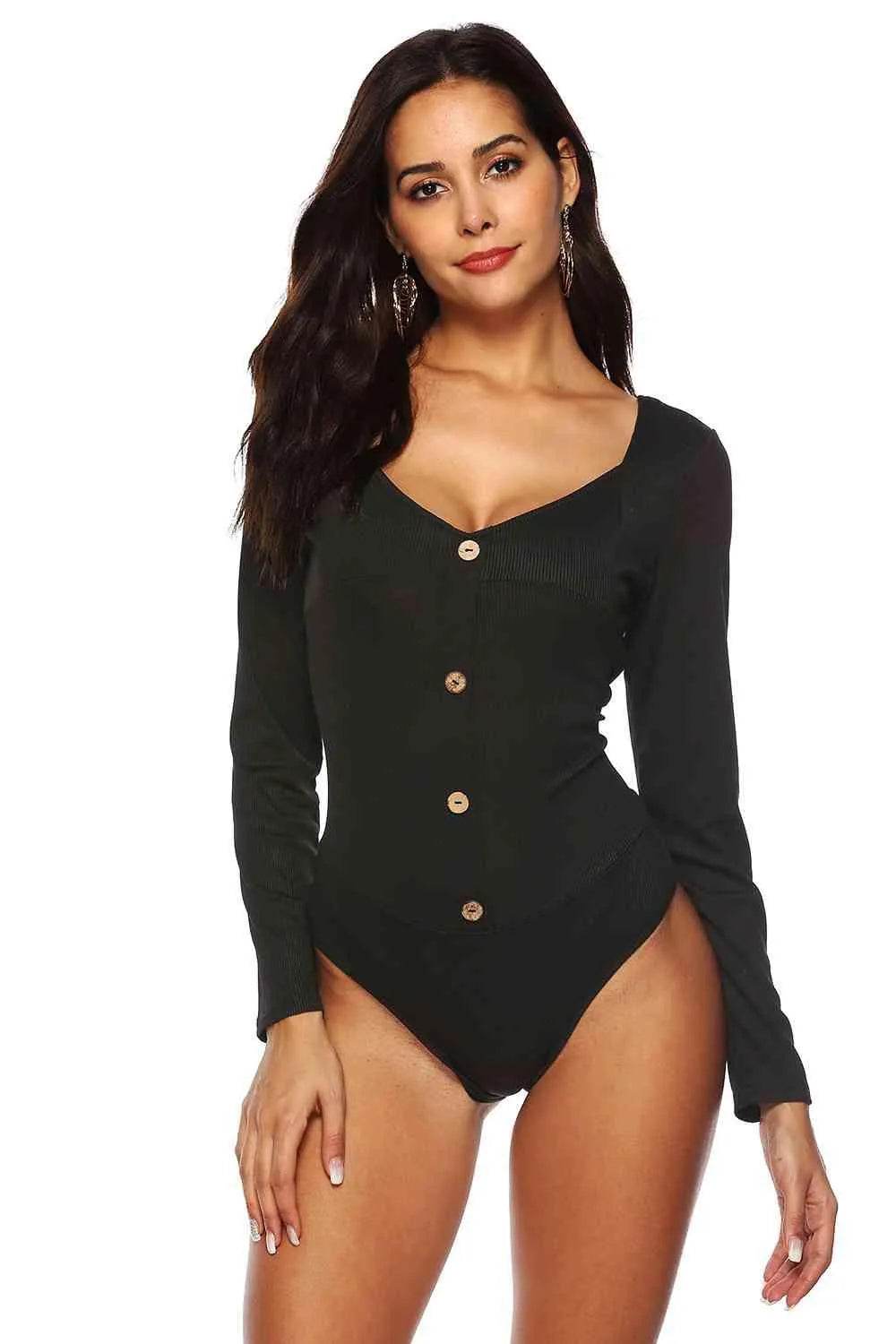 Button Detail Bodysuit – Chic, Fitted & Versatile Style | Bona Fide Fashion - Bona Fide Fashion