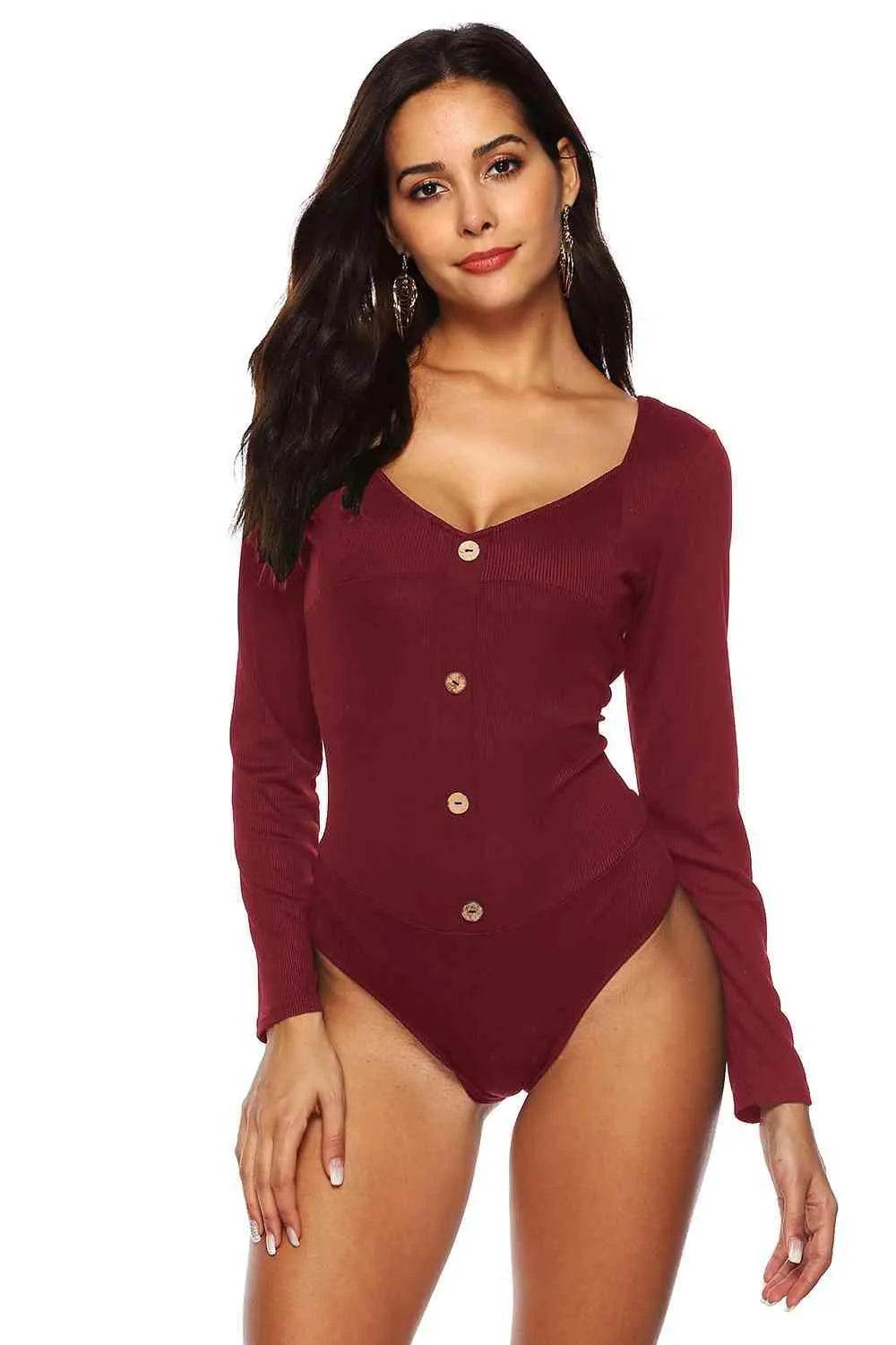 Button Detail Bodysuit – Chic, Fitted & Versatile Style | Bona Fide Fashion - Bona Fide Fashion