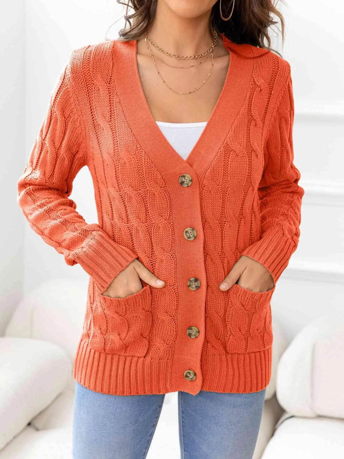 Button Down Cable Knit Cardigan – Classic Warmth & Texture | Bona Fide Fashion - Bona Fide Fashion
