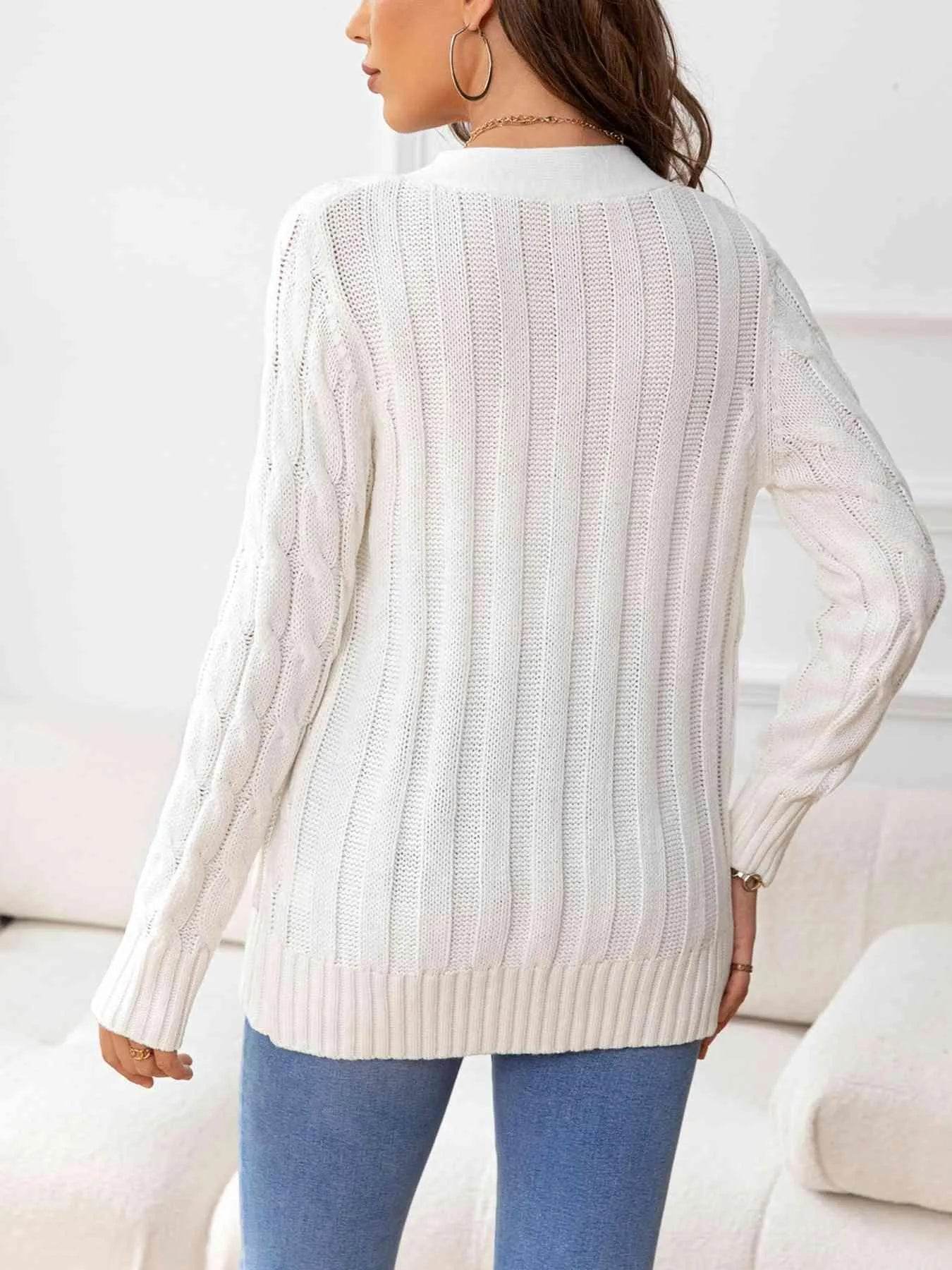 Button Down Cable Knit Cardigan – Classic Warmth & Texture | Bona Fide Fashion - Bona Fide Fashion