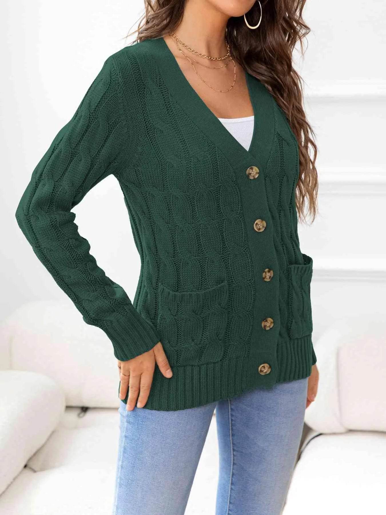 Button Down Cable Knit Cardigan – Classic Warmth & Texture | Bona Fide Fashion - Bona Fide Fashion