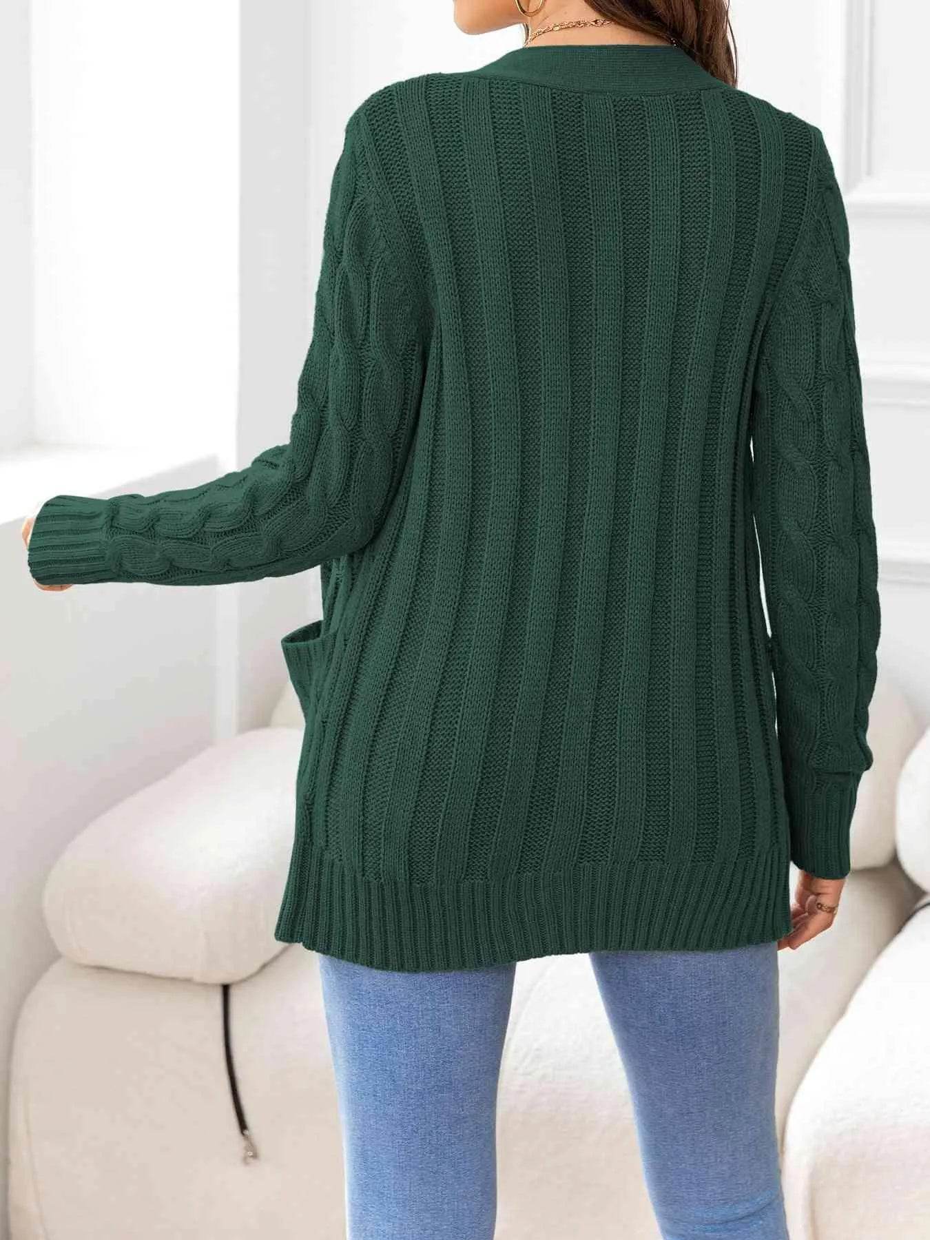 Button Down Cable Knit Cardigan – Classic Warmth & Texture | Bona Fide Fashion - Bona Fide Fashion