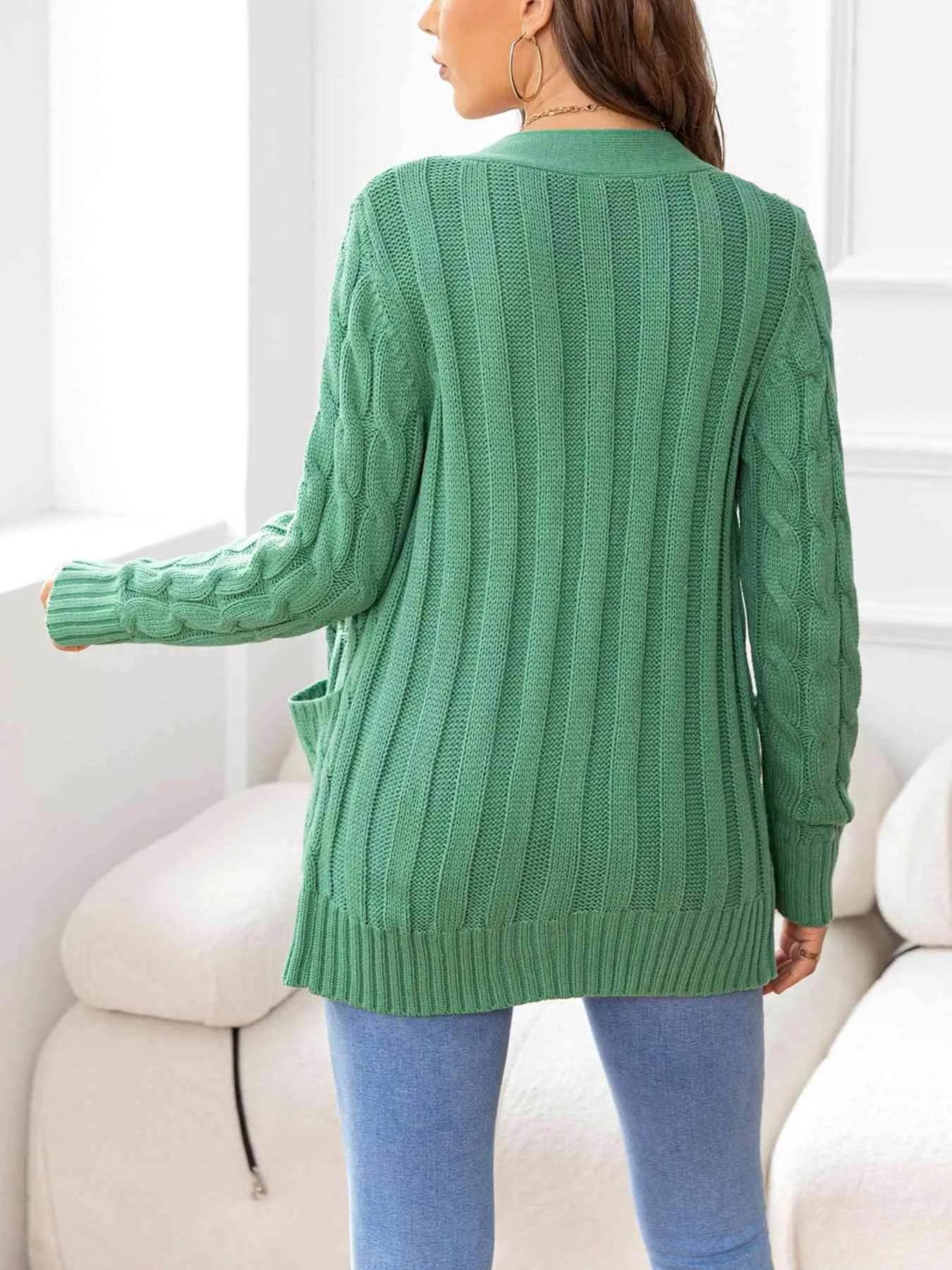 Button Down Cable Knit Cardigan – Classic Warmth & Texture | Bona Fide Fashion - Bona Fide Fashion
