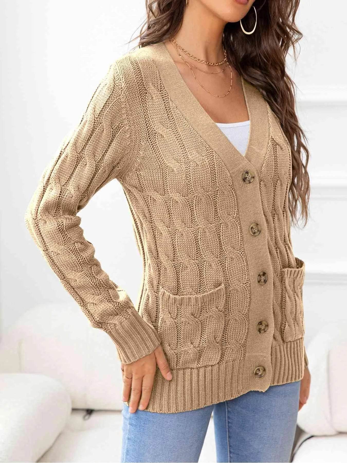 Button Down Cable Knit Cardigan – Classic Warmth & Texture | Bona Fide Fashion - Bona Fide Fashion
