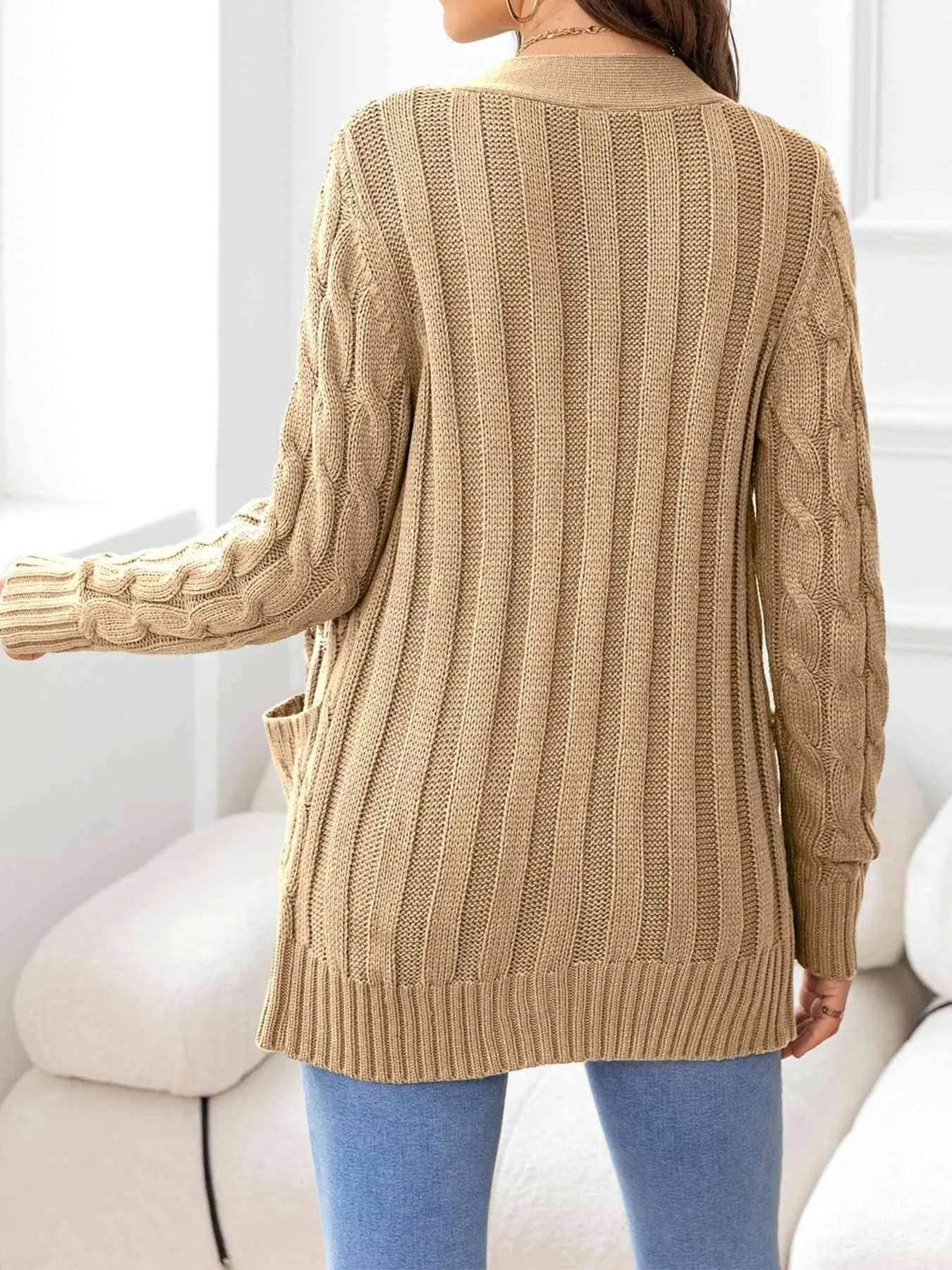 Button Down Cable Knit Cardigan – Classic Warmth & Texture | Bona Fide Fashion - Bona Fide Fashion