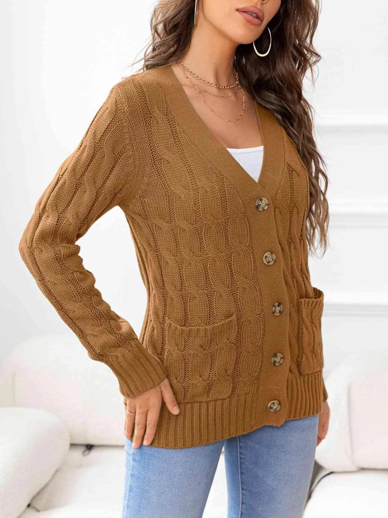 Button Down Cable Knit Cardigan – Classic Warmth & Texture | Bona Fide Fashion - Bona Fide Fashion