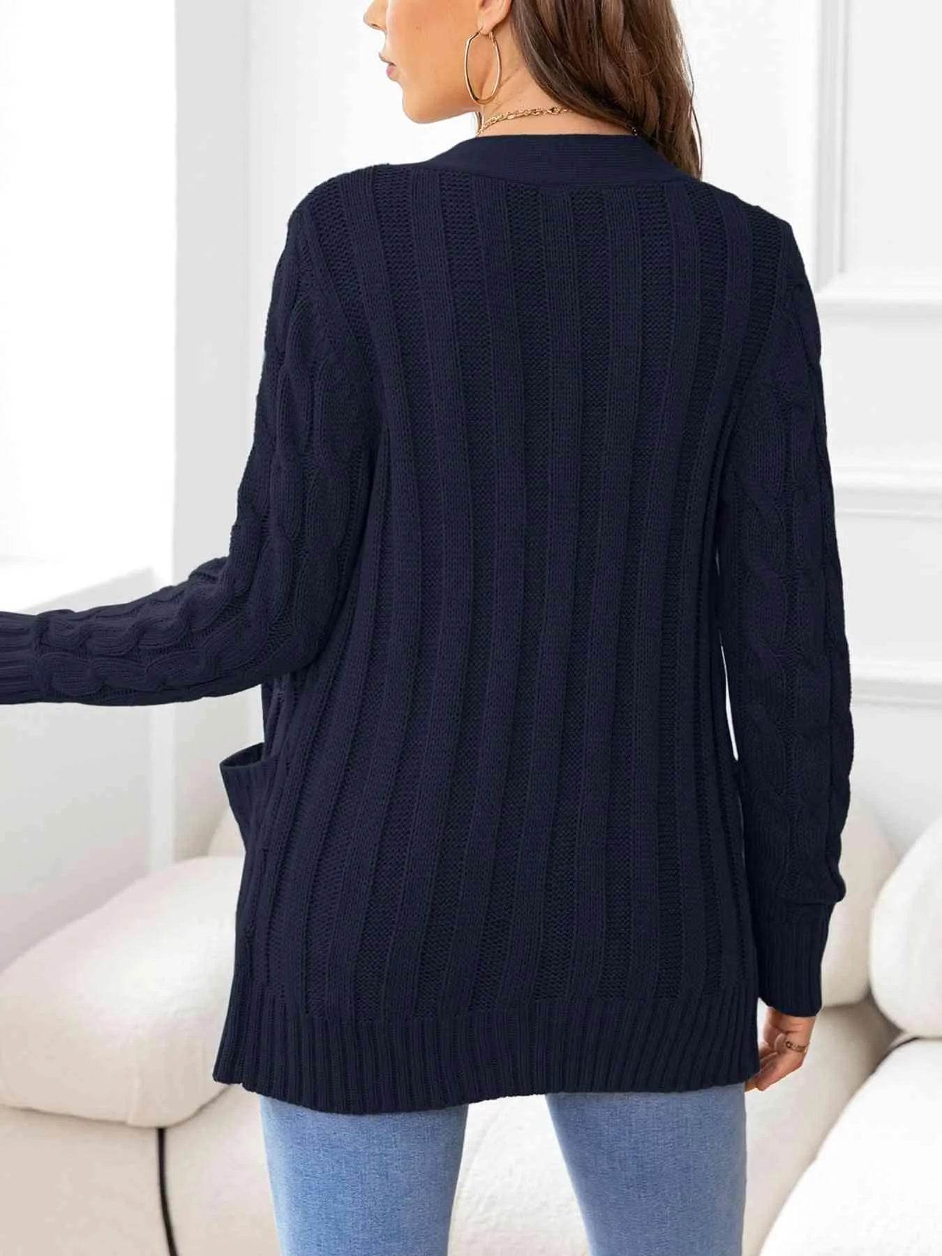 Button Down Cable Knit Cardigan – Classic Warmth & Texture | Bona Fide Fashion - Bona Fide Fashion