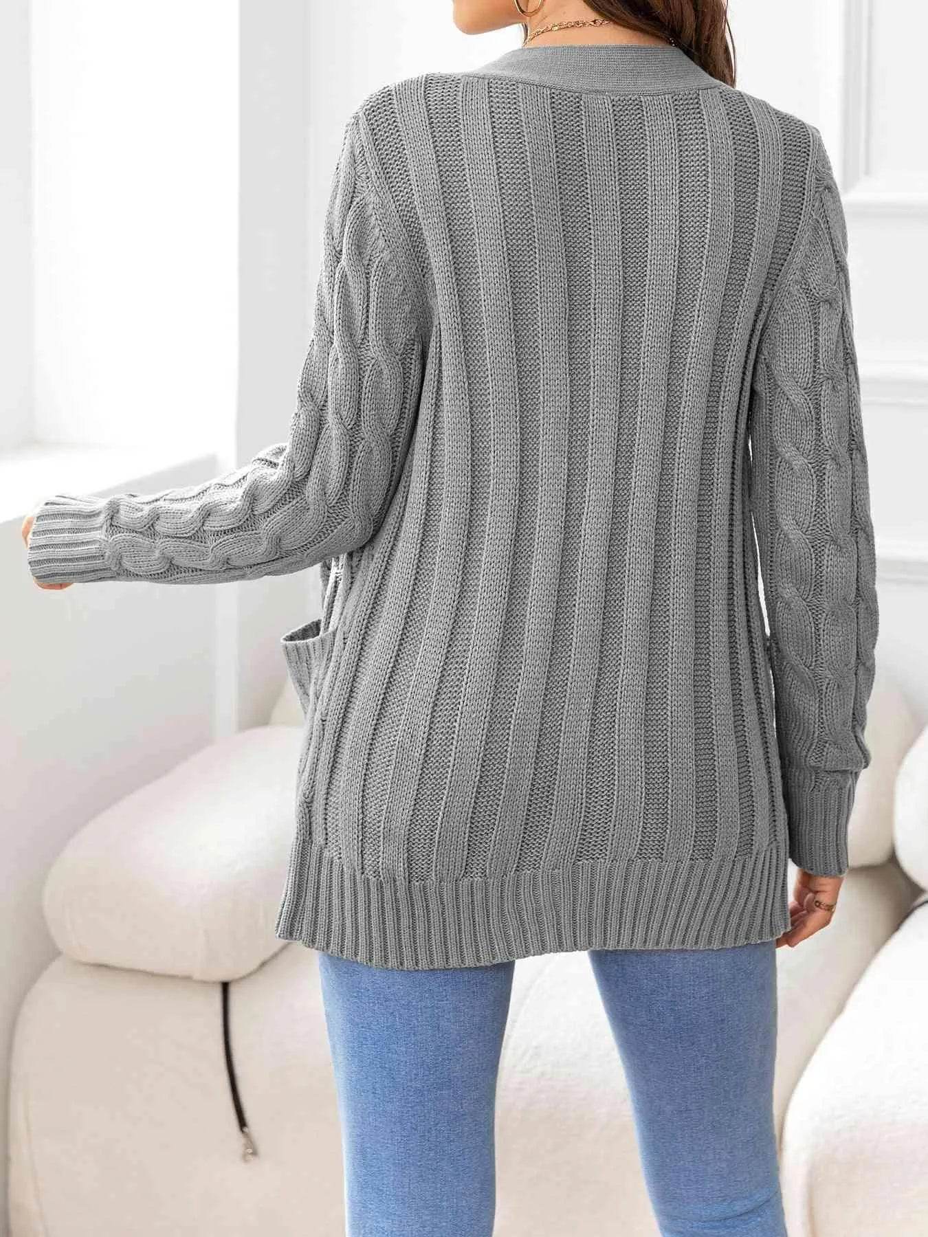 Button Down Cable Knit Cardigan – Classic Warmth & Texture | Bona Fide Fashion - Bona Fide Fashion