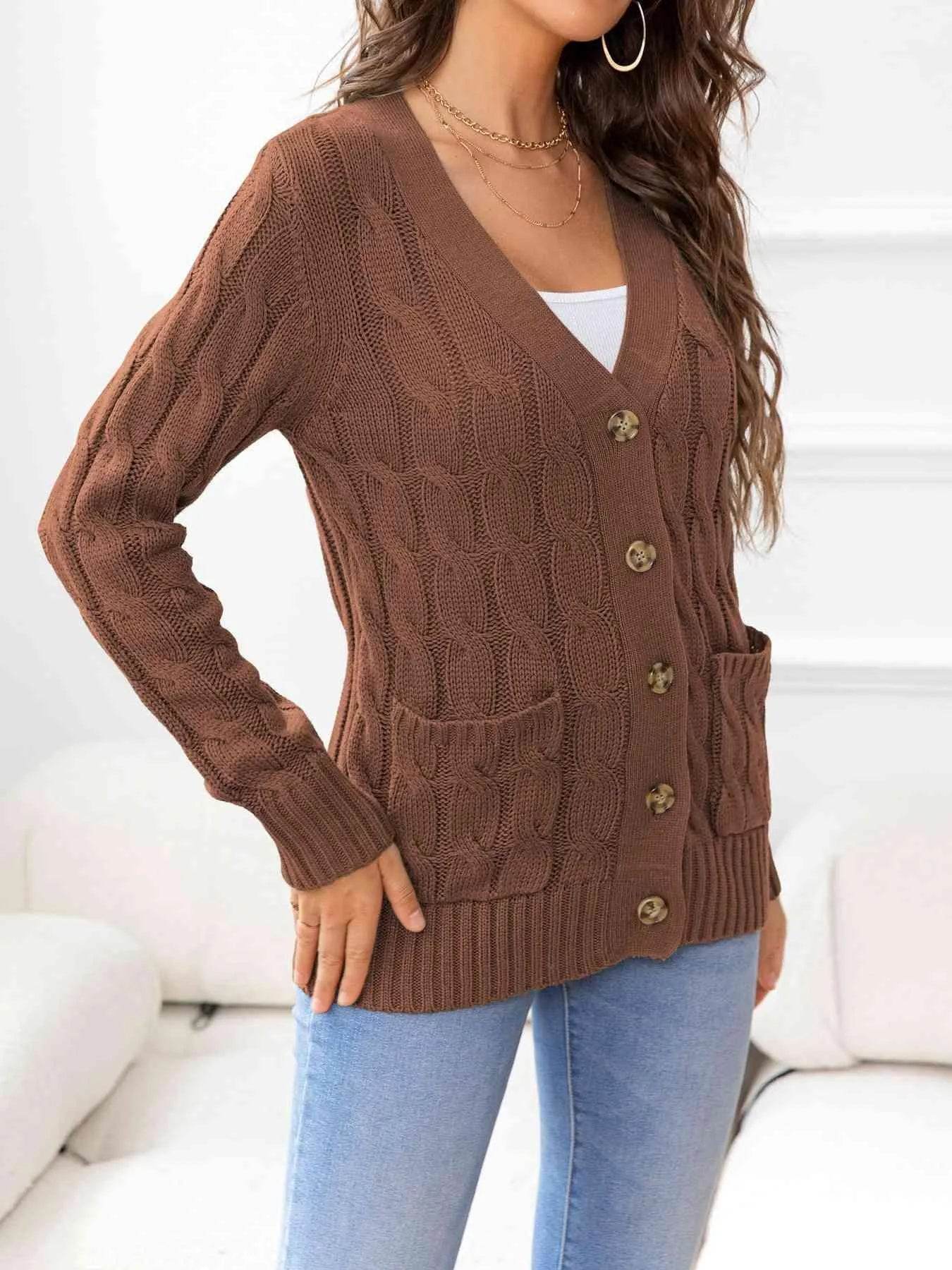 Button Down Cable Knit Cardigan – Classic Warmth & Texture | Bona Fide Fashion - Bona Fide Fashion