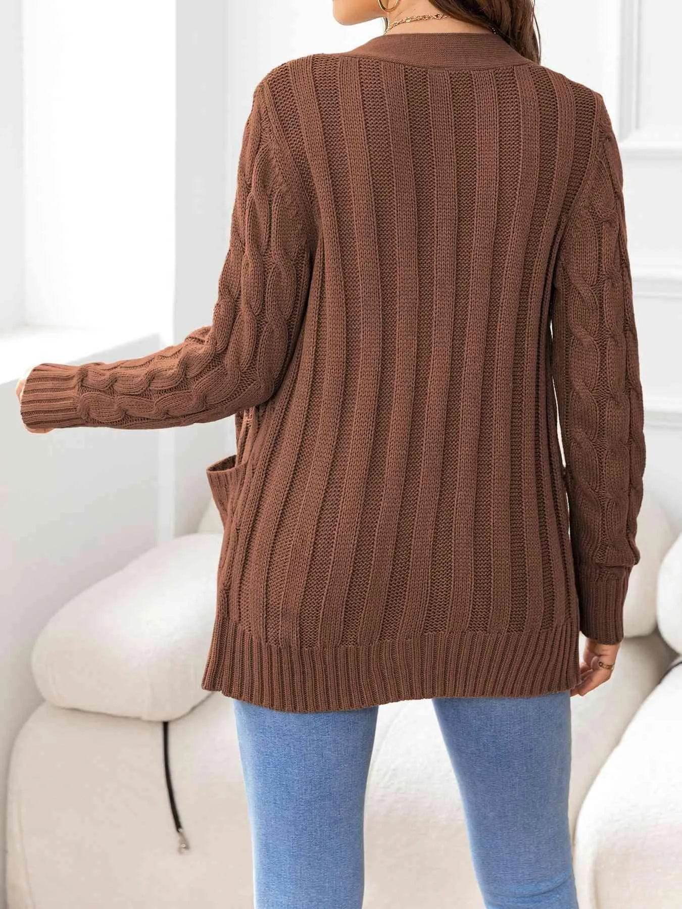Button Down Cable Knit Cardigan – Classic Warmth & Texture | Bona Fide Fashion - Bona Fide Fashion