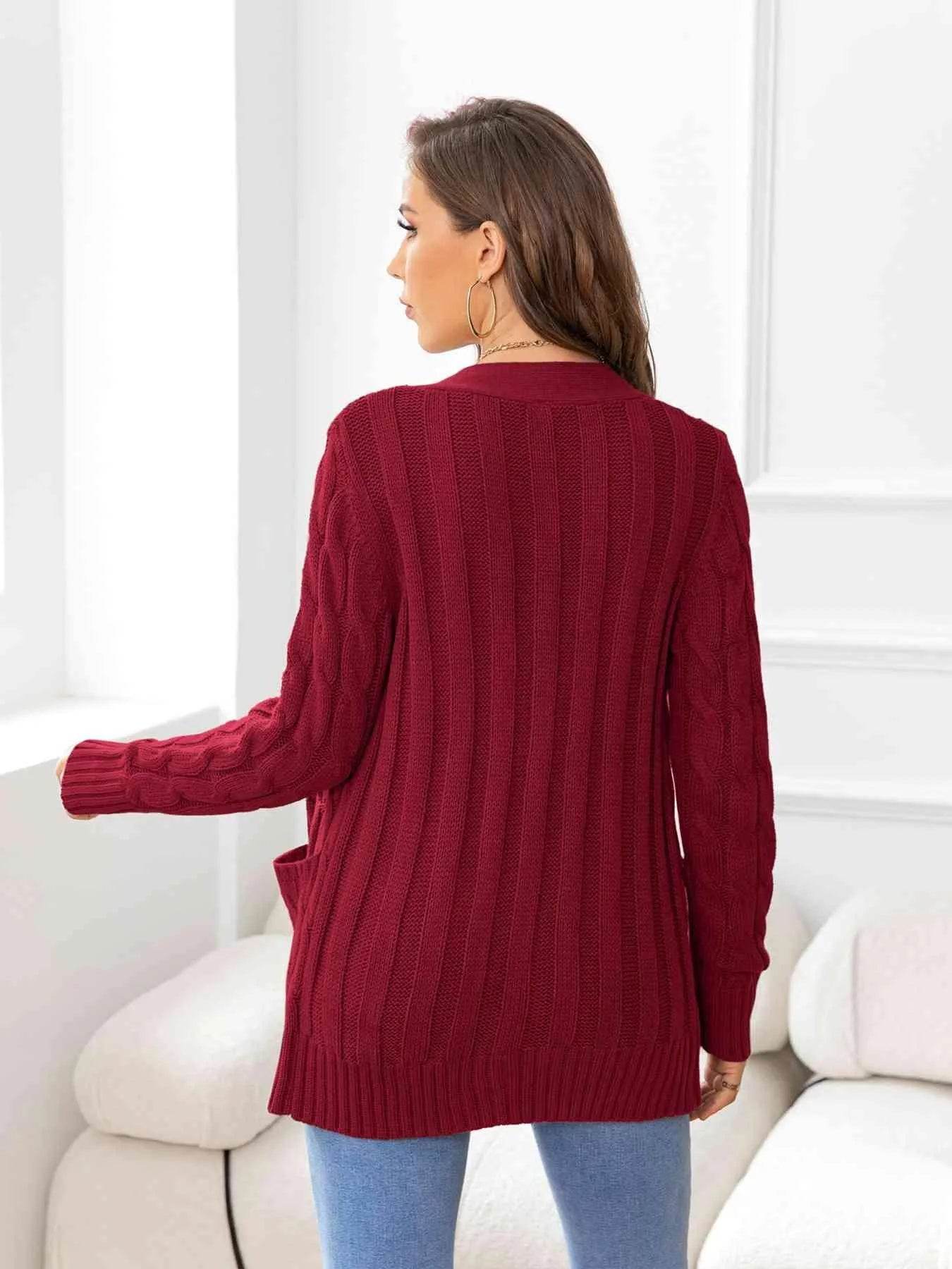 Button Down Cable Knit Cardigan – Classic Warmth & Texture | Bona Fide Fashion - Bona Fide Fashion